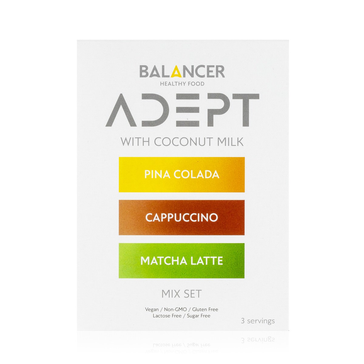 Коктейль BALANCER ADEPT «MIX SET» (cappuccino, matcha latte, pina colada  with coconut milk), 3 шт. по цене 610 руб. - купить в Набережных Челнах ☛  Доставка ☆ Интернет-магазин «EcoGreenDom»